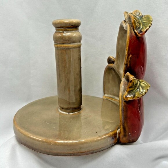 VTG Glazed Ceramic Standing Paper Towel Holder~ Red Apples~ Country Farm Counter - Picture 5 of 9